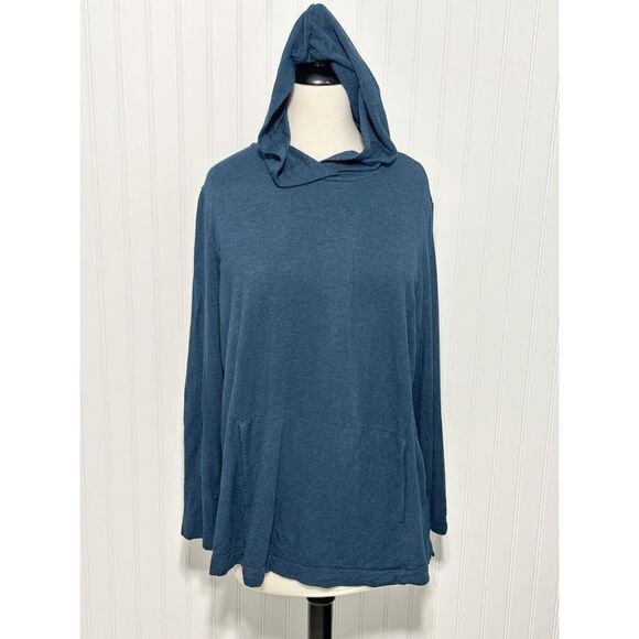 J. Jill Pure Jill‎ Women's Tranquility Fleece Comfort Hoodie Sweater Blue Large - Picture 10 of 10